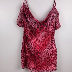Superdown Pink Leopard dress NWT medium lined spaghetti straps with sleeves off